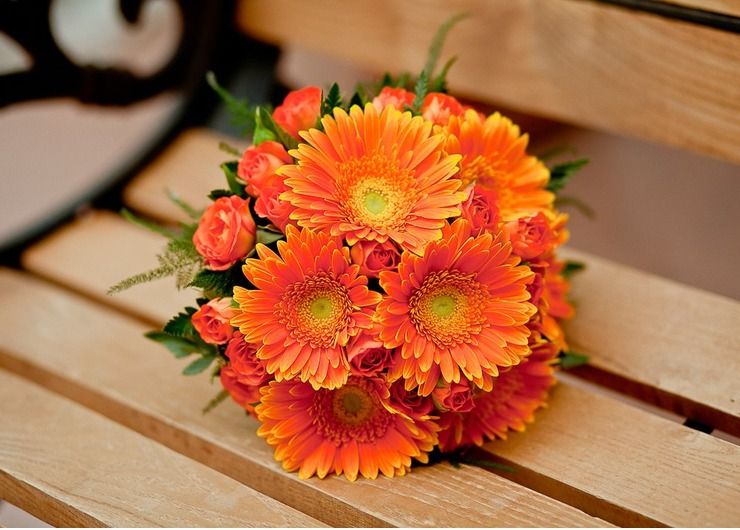 Autumn orange rose wedding bouquet