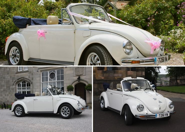 Summer Wedding? We offer a vintage VW Beetle Cabriolet in white.