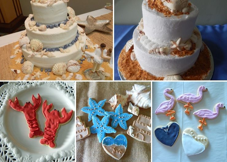 Beach Wedding Cakes and Cookie Favors