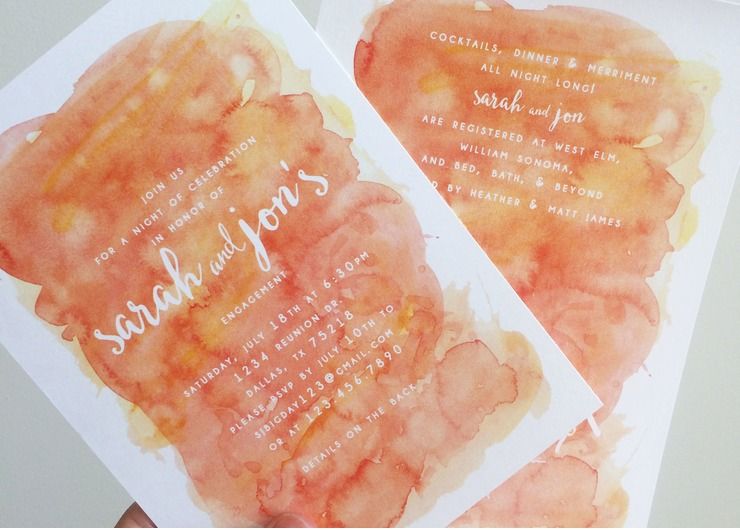 Engagement Party Watercolor Invitations