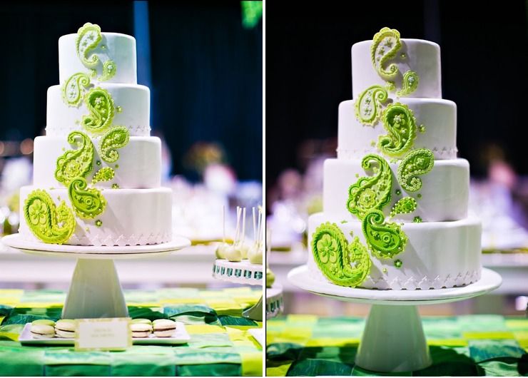 Green Paisley Wedding Cake