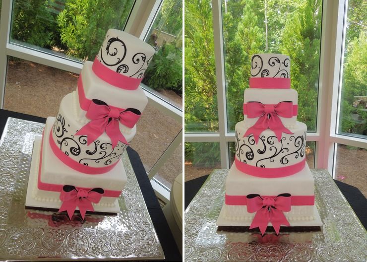 Pink & Black Wedding Cake