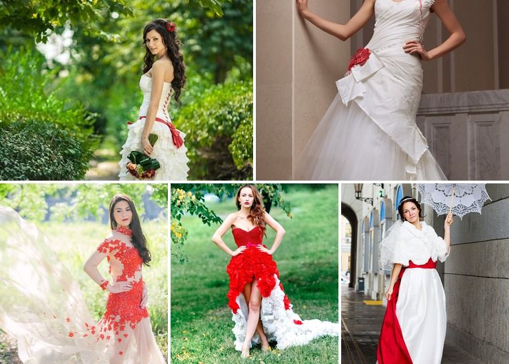 Red details in wedding dresses