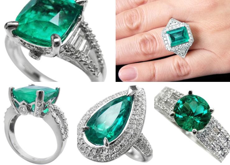 Colombian emerald engagement rings