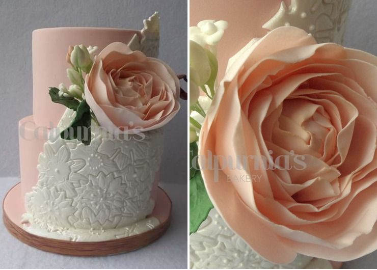 Pink and pearl white cake