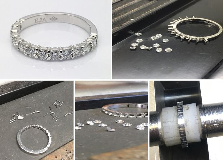 Handmade half eternity style wedding ring. Recycled platinum and diamonds from the Argyle mine in We