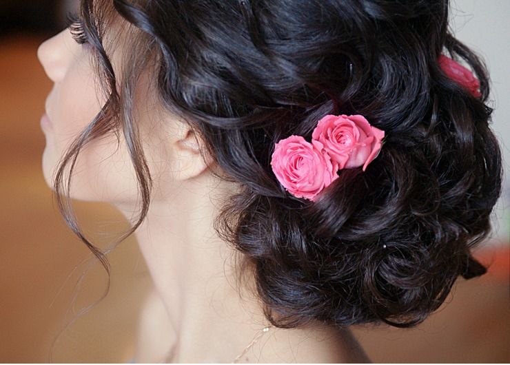 European pink bridal hair and make-up