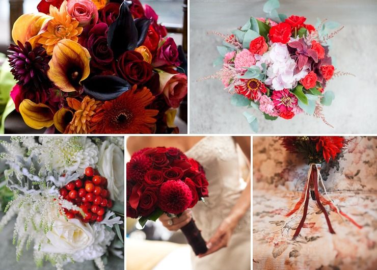 Red bridal bouquets