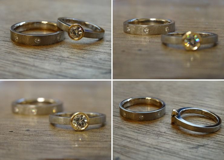 Created Moissanite and Recycled Metals Engagement Rings
