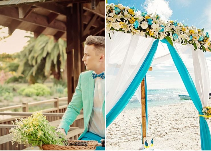 Beach summer wedding ceremony decor