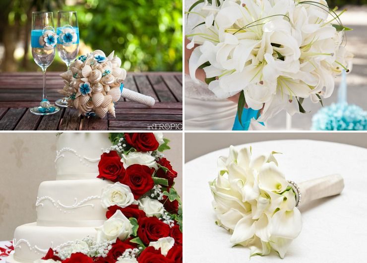 Marine white lilly wedding bouquet
