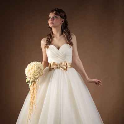 Gold corset wedding dresses