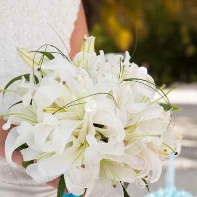 Blue lilly wedding bouquet