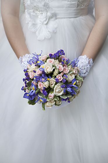 Purple rose wedding bouquet