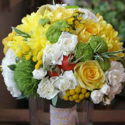 Yellow aster wedding bouquet
