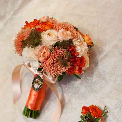 Orange aster wedding bouquet