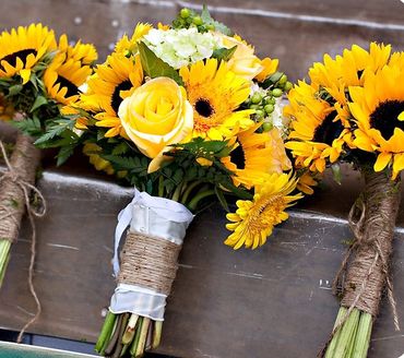 Rustic yellow rose wedding bouquet