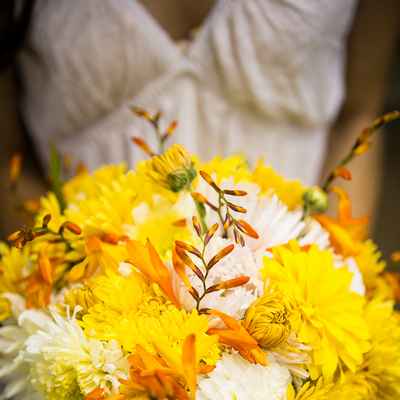 Yellow aster wedding bouquet