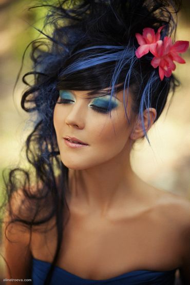 Themed blue long wedding hairstyles