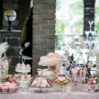 French pink wedding reception decor