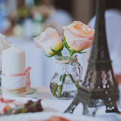 French pink wedding floral decor