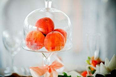 Fruit orange wedding reception decor