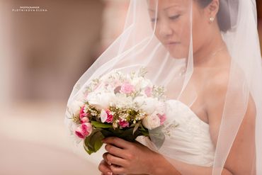 Pink rose wedding bouquet