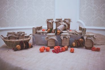 Rustic autumn wedding reception decor
