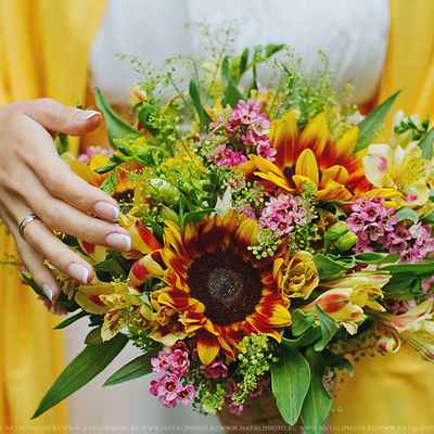 Yellow alstroemeria wedding bouquet