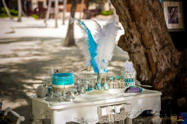 Blue photo session decor