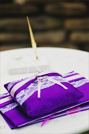 Purple wedding ring pillows