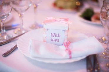 Pink wedding favours