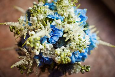 Blue vials wedding bouquet