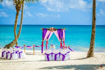 Beach pink wedding ceremony decor