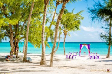 Beach pink wedding ceremony decor