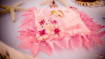 Pink wedding ring pillows