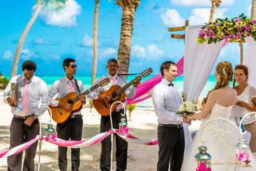 Beach pink wedding ceremony decor