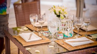 Beach wedding reception decor