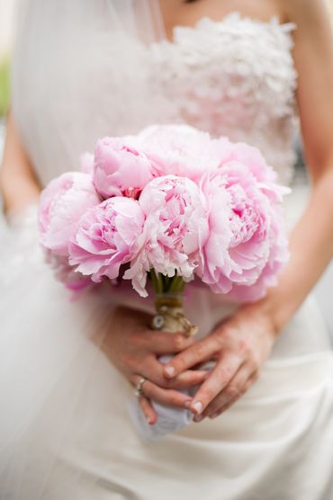 French pink peony wedding bouquet