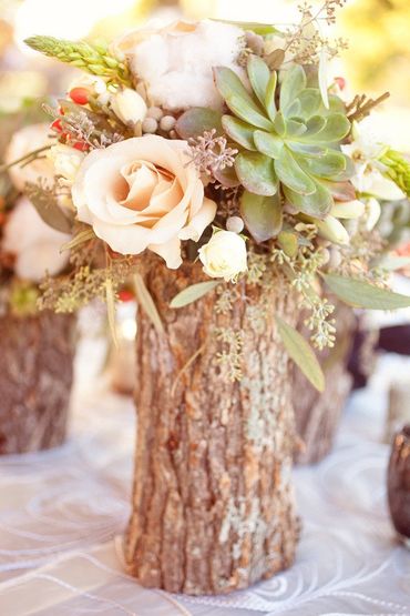 Rustic ivory wedding floral decor