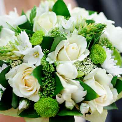 Green rose wedding bouquet