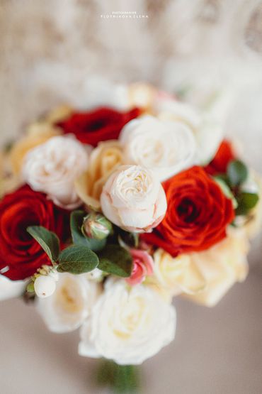 Red rose wedding bouquet