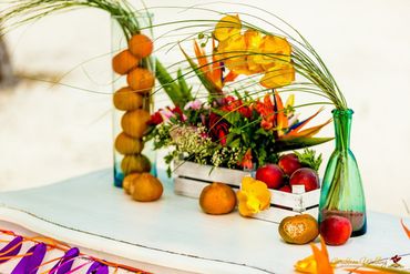 Beach orange wedding floral decor