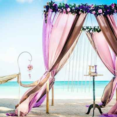 Beach brown wedding ceremony decor