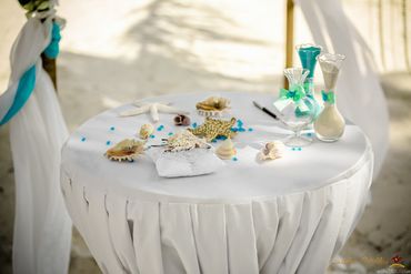 Marine blue wedding ceremony decor