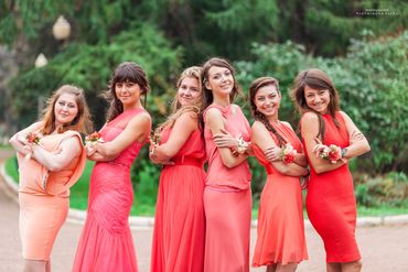Pink bridesmaids Pink bridesmaids
