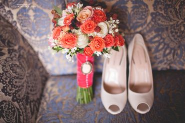 Red rose wedding bouquet