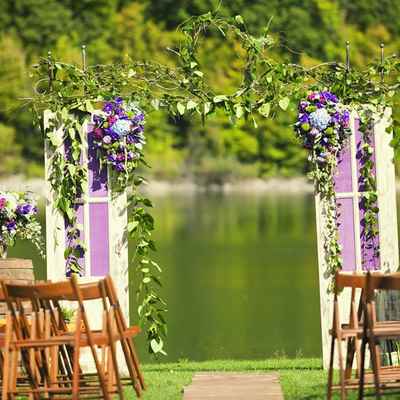 Outdoor summer wedding ceremony decor