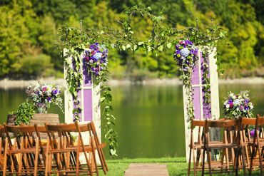 Outdoor summer wedding ceremony decor