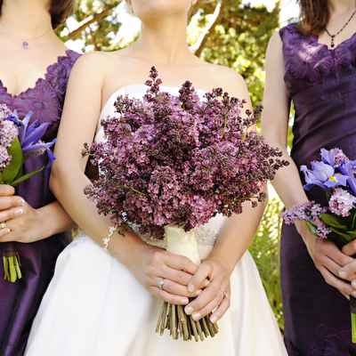 Spring purple lilac wedding bouquet